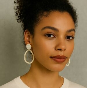 D'Bello Pearl Drop White Gold Earrings Chic New